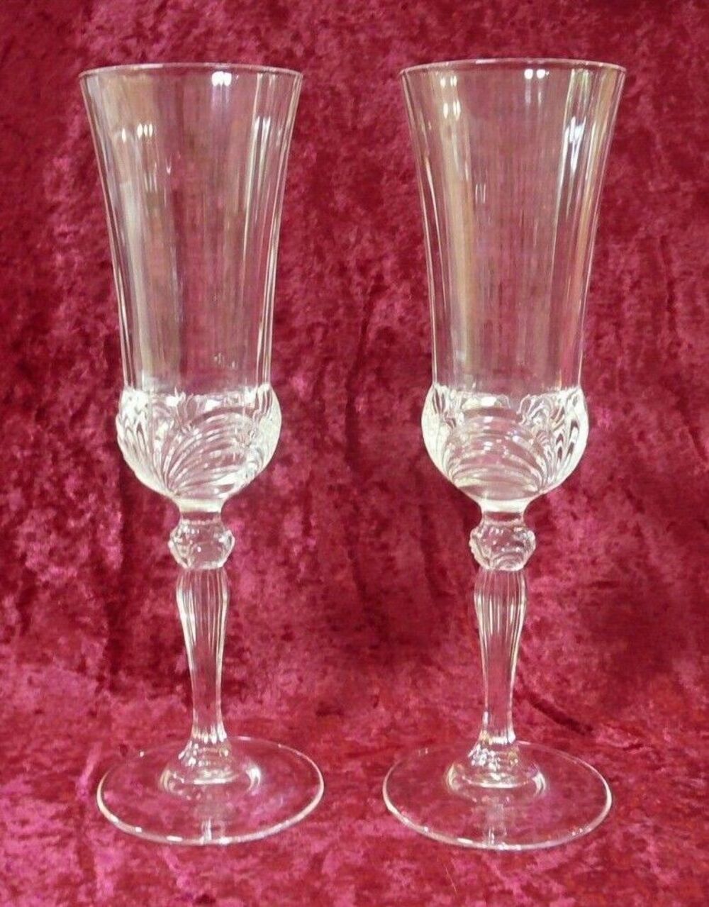RCR Royal Crystal Rock 2 Fluted Champagne Glasses Aurea 8 1/2" Italy